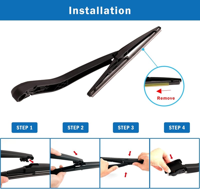 WTI Rear Wiper Arm Blade Set Compatible With Chevrolet HHR 2006-2011 Rear Windshield Window Wiper Kits Assembly New Replacement Accessories Parts - Image 5